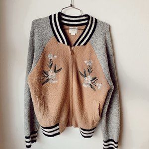 Cozy Embroidered Zip Sweater